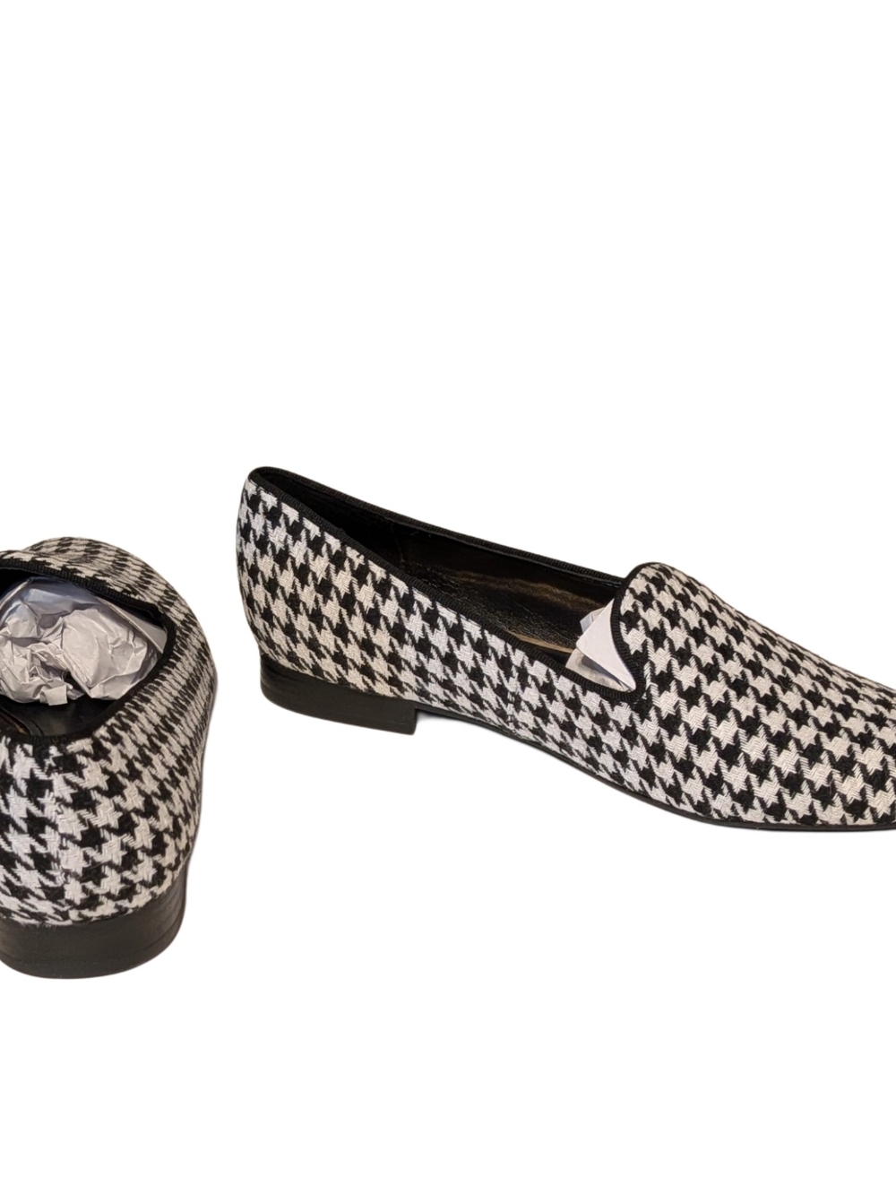 Nine West Renold2 Womens 8M Black White Houndstooth Smoking Loafers Flats - Picture 7 of 9